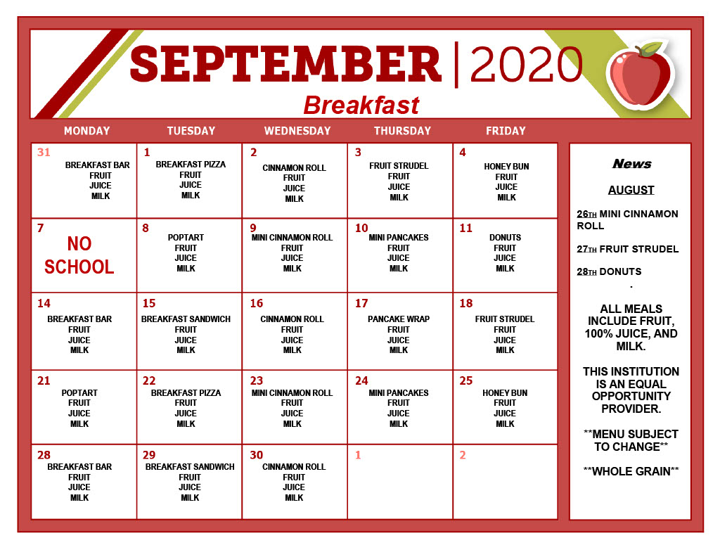 Cafeteria Lunch Menu Apollo Career Center